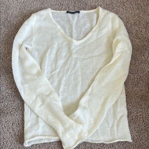 Brandy Melville Cream V-Neck Sweater